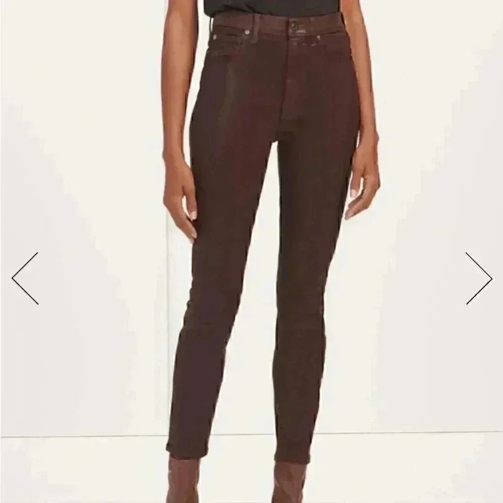 7 For All Mankind Chocolate Brown Faux Leather Pants Size 10
